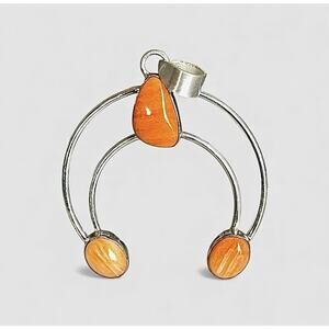 Orange Spiny Oyster Naja Pendant Sterling Silver Native Southwest Style 2⅛” NEW